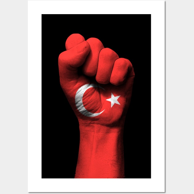 Flag of Turkey on a Raised Clenched Fist Wall Art by jeffbartels